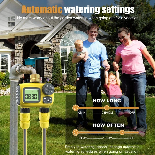 Alt view image 6 of 7 - Solar Type-C Rechargeable Sprinkler Water Timer for Garden Hose Lawn,Programmable Intelligent Automatic Faucet System with Rain Delay and Manual Mode, Digital Irrigation Controller for Yard Pool