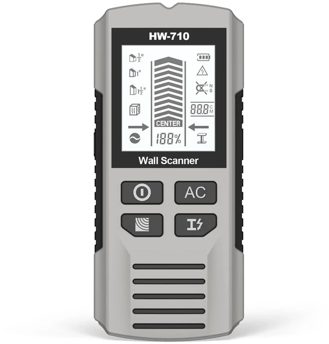 Main image of 5-in-1 Electronic Wall Scanner Multi-Detection for Wood/Metal/Joists/Pipes/Live AC Wires with Audible Alarm(Grey)