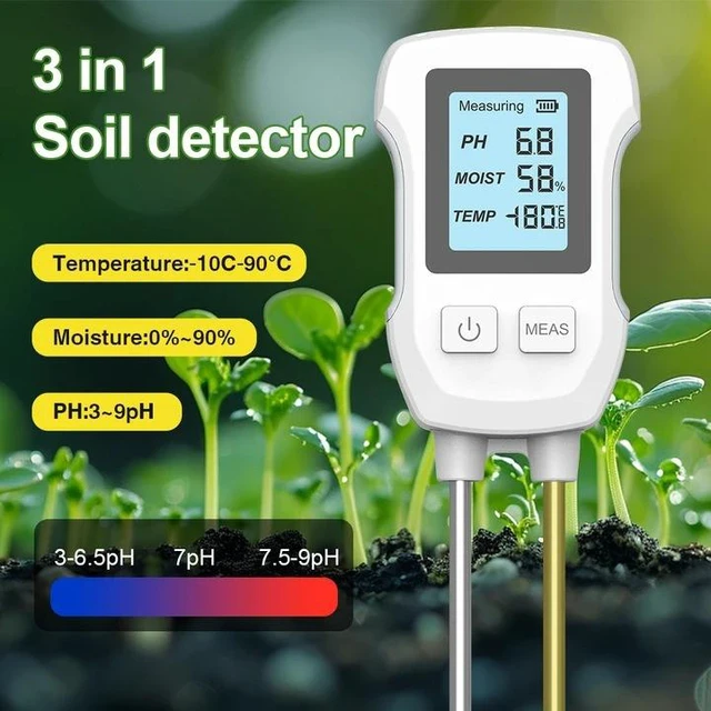 Alt view image 4 of 6 - Digital Soil pH & Moisture Meter, Dual Probe Soil Tester with LCD Display, High Accuracy ±0.2 pH, Waterproof Metal Electrode for Garden, Indoor Plants, Lawn & Farm