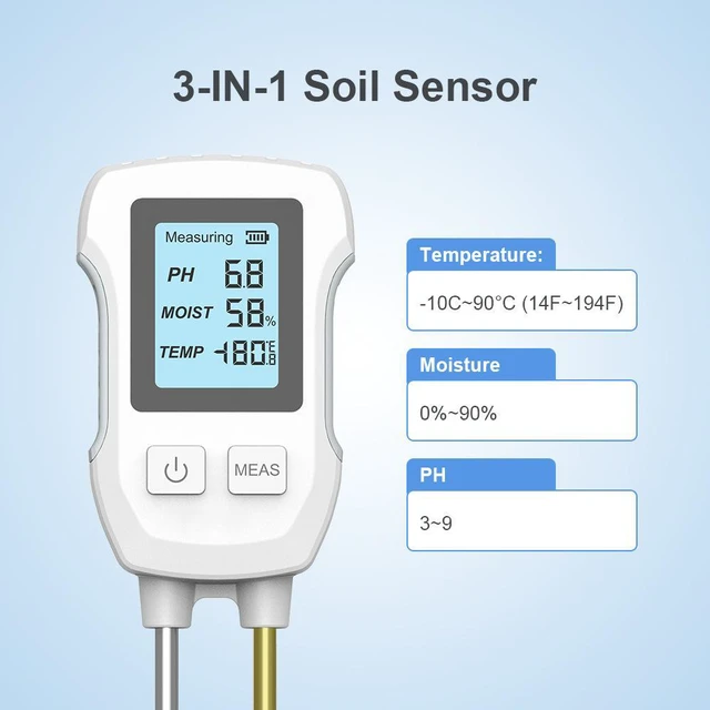 Alt view image 5 of 6 - Digital Soil pH & Moisture Meter, Dual Probe Soil Tester with LCD Display, High Accuracy ±0.2 pH, Waterproof Metal Electrode for Garden, Indoor Plants, Lawn & Farm