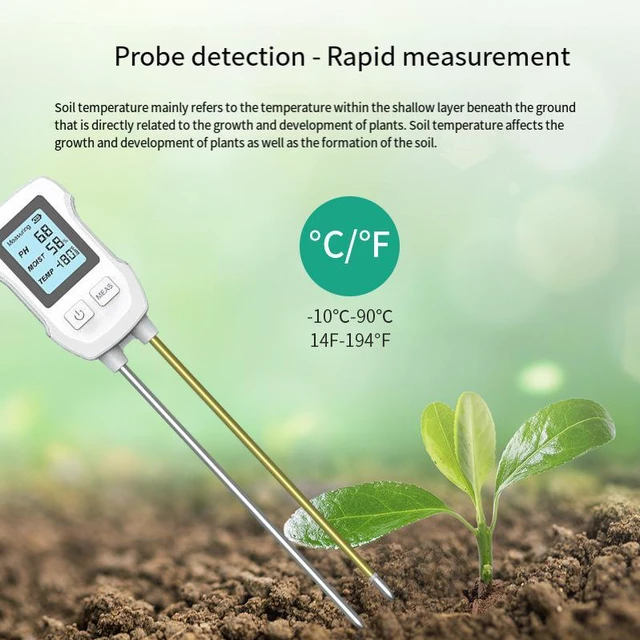 Alt view image 6 of 6 - Digital Soil pH & Moisture Meter, Dual Probe Soil Tester with LCD Display, High Accuracy ±0.2 pH, Waterproof Metal Electrode for Garden, Indoor Plants, Lawn & Farm