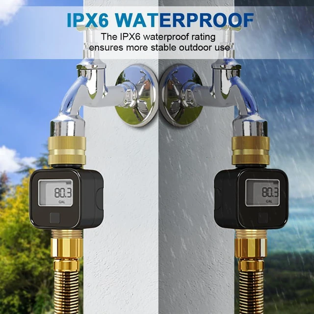 Alt view image 3 of 7 - Water Flow Meter with Brass Metal Thread, Measures Gallons/Liters & Flow Rate Ideal for RV Water Tank Filling, Garden Hose Watering, Lawn Sprinklers & Nozzle Sprayers
