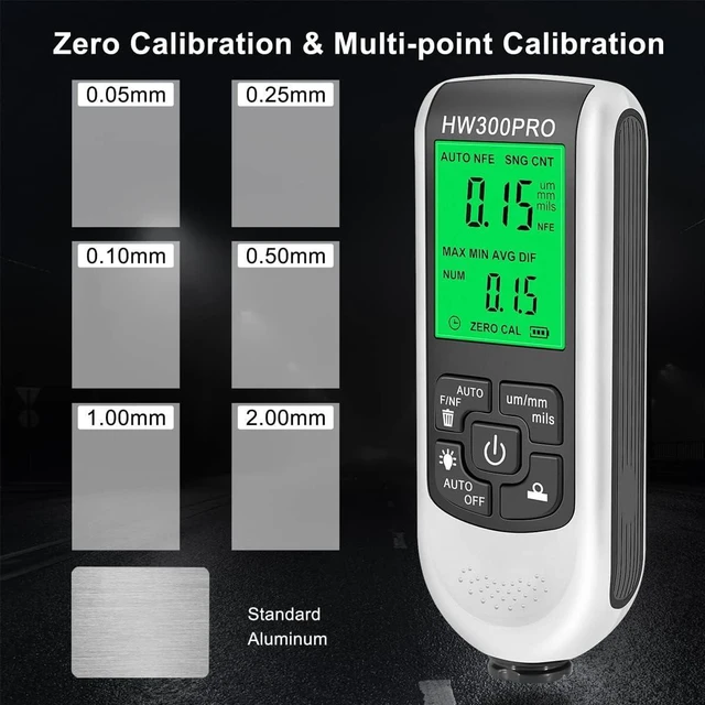 Alt view image 6 of 7 - Paint Thickness Gauge Meter Fe/NFe Probe Coating Thickness Gauge Professional Multifunctional Car Paint Depth Gauge Test Precise HW-300PRO for Car Automatic Detection(white)