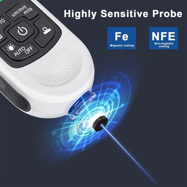 Alt view image 5 of 7 - Paint Thickness Gauge Meter Fe/NFe Probe Coating Thickness Gauge Professional Multifunctional Car Paint Depth Gauge Test Precise HW-300PRO for Car Automatic Detection(white)
