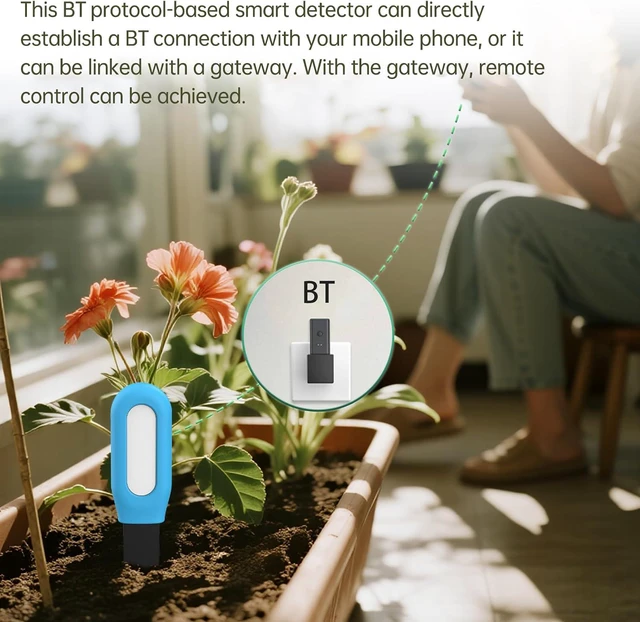 Alt view image 6 of 7 - Yunseity Soil Meter, Smart Soil Tester with Real Time Monitoring for Indoor Plants, Humidity Temperature Alarm and Low Battery Alert