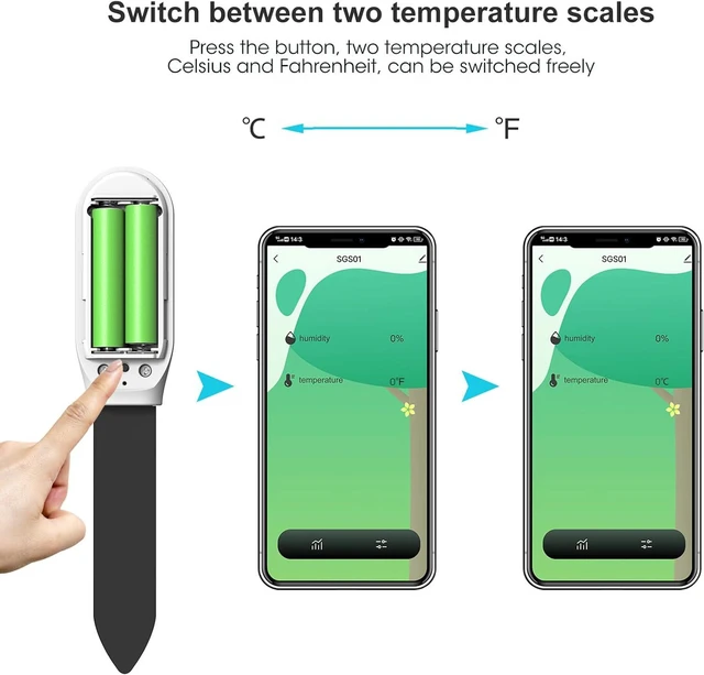 Alt view image 3 of 7 - Yunseity Soil Meter, Smart Soil Tester with Real Time Monitoring for Indoor Plants, Humidity Temperature Alarm and Low Battery Alert