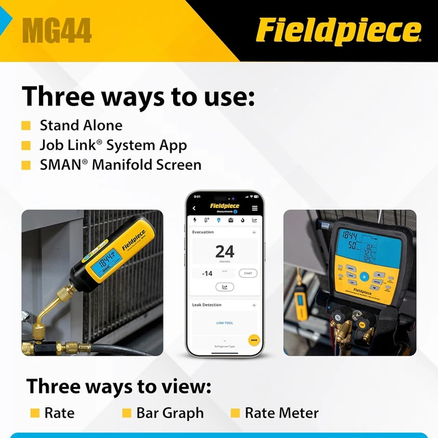 Alt view image 2 of 6 - Fieldpiece - HVACR Wireless Vacuum Gauge - MG44 - Quick, Accurate Evacuations & Vacuum Readings - Job Link Compatible Long Range HVAC Tool