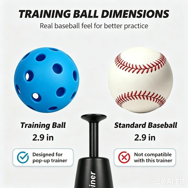 Alt view image 3 of 7 - Batting practice tee, Durable Nylon Strength, Batting Tee for Perfect Swings, Baseball Training for Hitting Without a Pitcher 1 Popper Ball Included