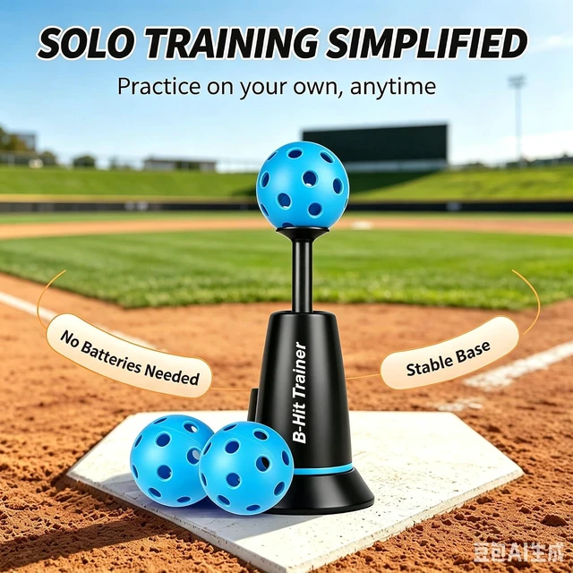 Alt view image 4 of 7 - Batting practice tee, Durable Nylon Strength, Batting Tee for Perfect Swings, Baseball Training for Hitting Without a Pitcher 1 Popper Ball Included