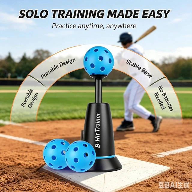 Alt view image 7 of 7 - Batting practice tee, Durable Nylon Strength, Batting Tee for Perfect Swings, Baseball Training for Hitting Without a Pitcher 1 Popper Ball Included