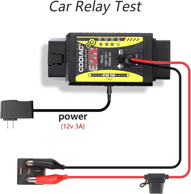 Alt view image 7 of 7 - GODIAG GT106 Plus 24V to 12V Adapter for Heavy Duty Trucks, Fuel Injector Testing and Relay Service Tool for Cars & Trucks