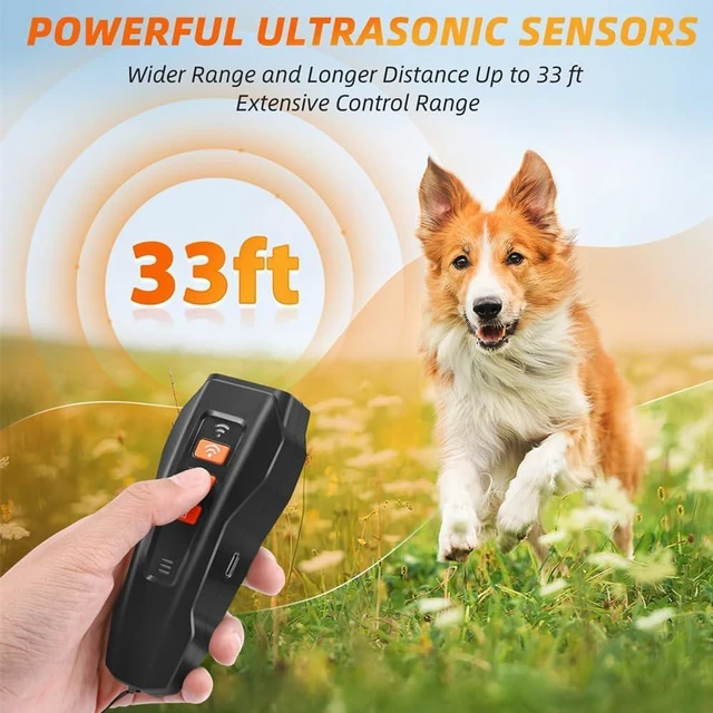 Alt view image 6 of 7 - Dog Bark Deterrent Rechargeable Ultrasonic Anti Barking Device,3 modes, LED and laser functions; safely stops barking up to 33Ft. Rechargeable dog training tool for home and outdoor