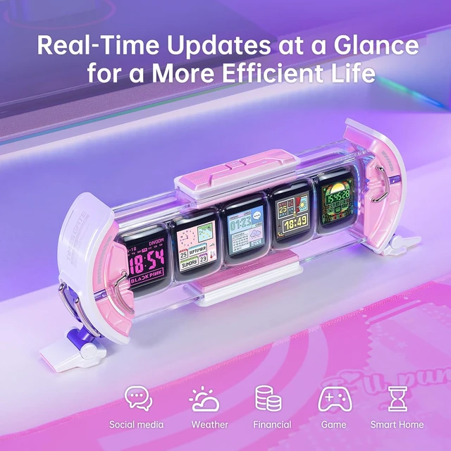 Alt view image 5 of 7 - Divoom Times Gate - Cute Gaming Digital Clock with Smart App-Controlled, Support Weather Forecast, Stock Market/Exchange Rate, Social Media, Pixel Art Display for Gamers & Home Office Decor