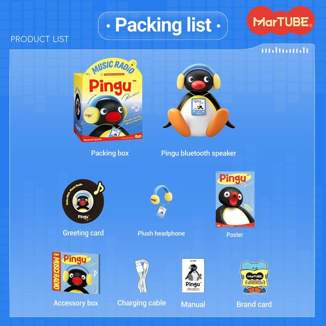 Alt view image 2 of 7 - MARTUBE Pingu Bluetooth Speaker, Desk Room Decor, Birthday Gifts for Women,Cute Pingu penguin portable wireless speaker, aesthetic desk table decor for bedroom, room & home, birthday gift for her