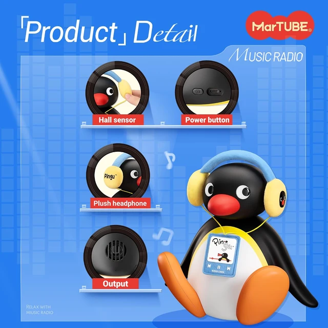 Alt view image 4 of 7 - MARTUBE Pingu Bluetooth Speaker, Desk Room Decor, Birthday Gifts for Women,Cute Pingu penguin portable wireless speaker, aesthetic desk table decor for bedroom, room & home, birthday gift for her