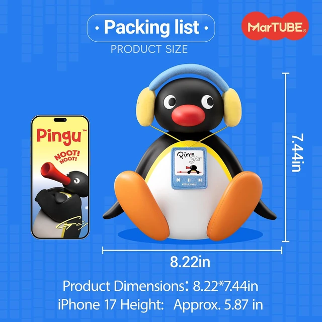 Alt view image 5 of 7 - MARTUBE Pingu Bluetooth Speaker, Desk Room Decor, Birthday Gifts for Women,Cute Pingu penguin portable wireless speaker, aesthetic desk table decor for bedroom, room & home, birthday gift for her