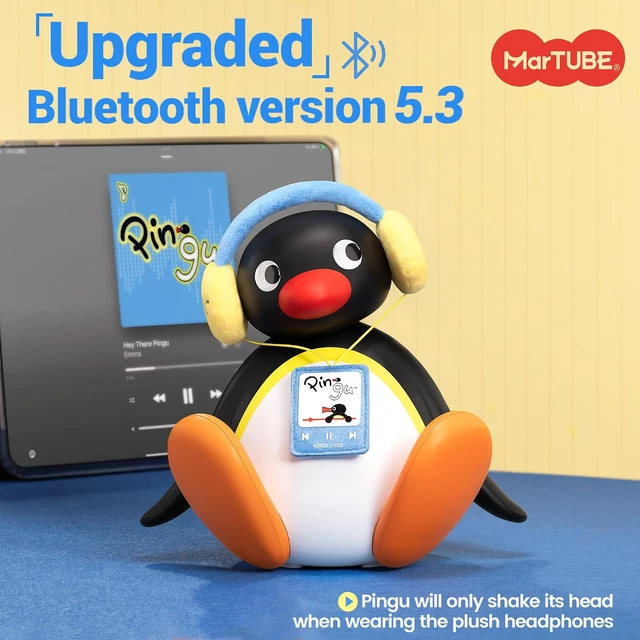 Alt view image 6 of 7 - MARTUBE Pingu Bluetooth Speaker, Desk Room Decor, Birthday Gifts for Women,Cute Pingu penguin portable wireless speaker, aesthetic desk table decor for bedroom, room & home, birthday gift for her
