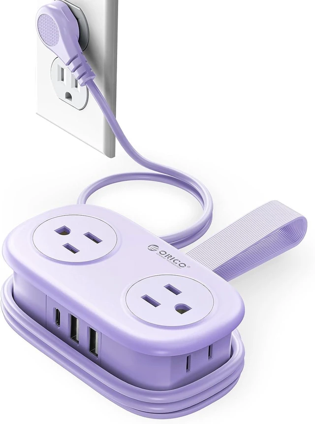 Main image of Purple Cruise Approved Travel Power Strip with 4FT Extension Cord,4 AC Outlets, 2 USB-A Ports, and 1 USB-C Port, with Non Surge Protector for Travel/Dorm/Office ETL Listed -AP3