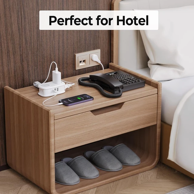 Alt view image 2 of 7 - Cruise Approved Travel Power Strip, 4FT Wrap-Around Extension Cord,with 4 Outlets 3 USB Ports (1 USB C), Compact outlet extender for Hotel Travel Essentials ETL Listed-AP3