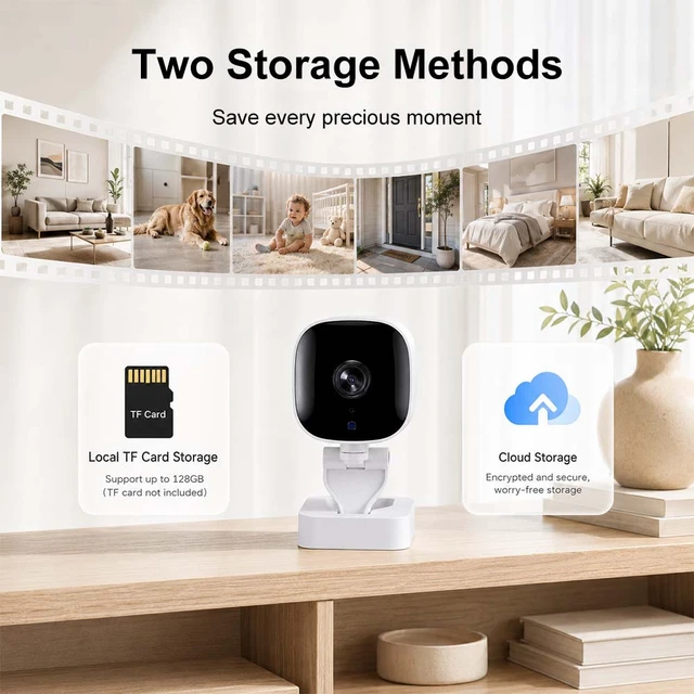 Alt view image 4 of 7 - Smart Indoor Security Camera with 940nm Infrared Night Vision,24/7 Monitoring, Cloud & TF Card Storage, 940nm Invisible IR, Wi-Fi Connected, Motion Detection