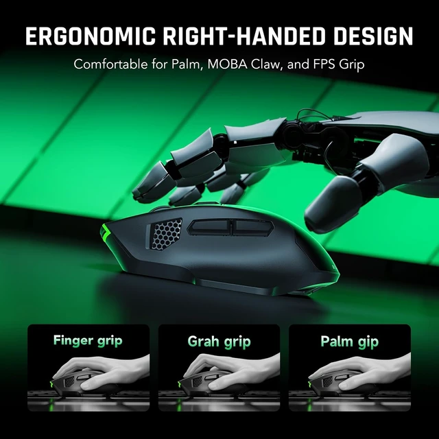 Alt view image 7 of 7 - Black Shark Funcooler Wireless Gaming Mouse, Active Cooling & Heating, Dual 8KHz Polling Rate, 30K DPI Optical Sensor, Tri-Mode Wireless, Charging Dock, Ergonomic Right-Hand for PC/Mac