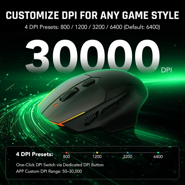 Alt view image 6 of 7 - Black Shark Funcooler Wireless Gaming Mouse, Active Cooling & Heating, Dual 8KHz Polling Rate, 30K DPI Optical Sensor, Tri-Mode Wireless, Charging Dock, Ergonomic Right-Hand for PC/Mac