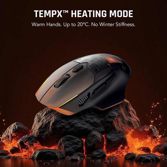 Alt view image 3 of 7 - Black Shark Funcooler Wireless Gaming Mouse, Active Cooling & Heating, Dual 8KHz Polling Rate, 30K DPI Optical Sensor, Tri-Mode Wireless, Charging Dock, Ergonomic Right-Hand for PC/Mac