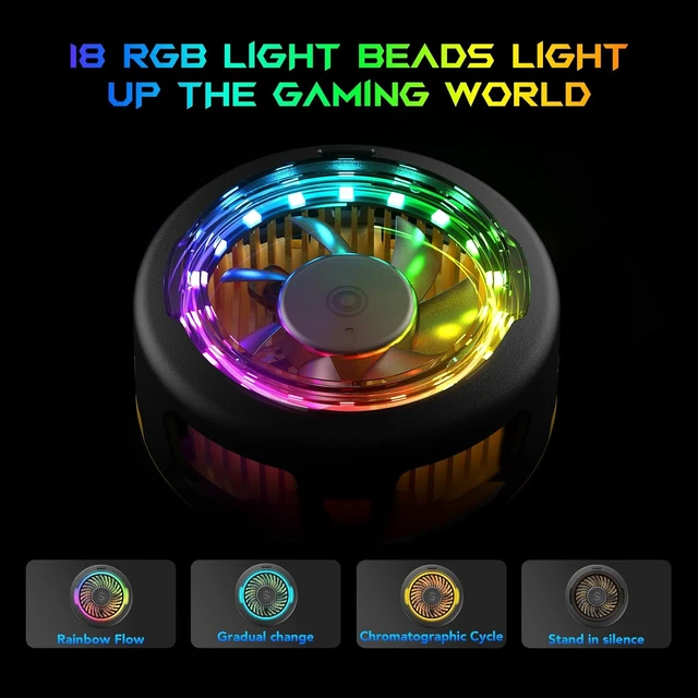 Alt view image 7 of 7 - Black Shark FunCooler 5 Magnetic Cell Phone Cooler for Gaming, Portable Mobile Phone Cooling Fan with RGB Light, Cellphone Radiator for iPhone Magnetic Series/Android/Tablet/iPad (Black)