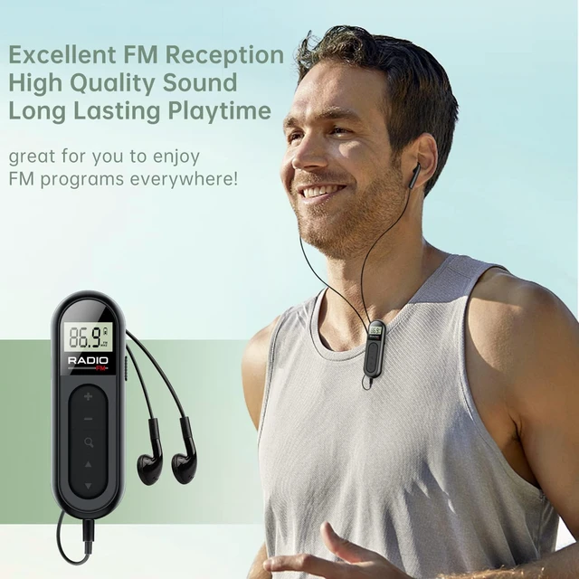 Alt view image 6 of 7 - MI03 Pocket FM Radio Portable with Clip Rechargeable -Black,Long Battery Life, Auto Scan, Lock Key, Backlight, Sleep Timer,Digital Mini Radio,for Walking, Racing FM Receiver