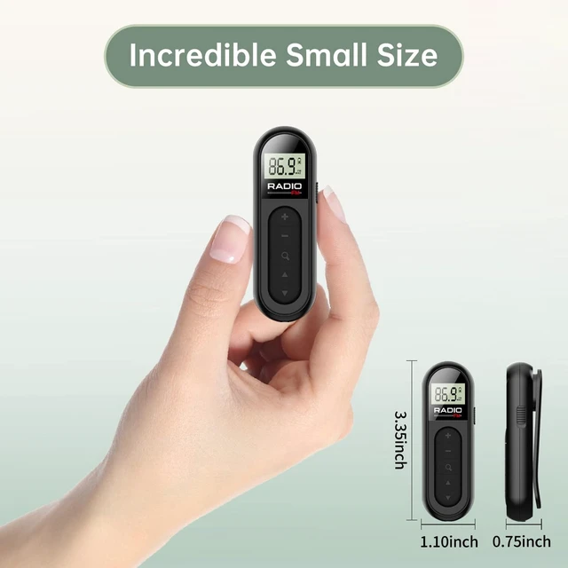 Alt view image 4 of 7 - MI03 Pocket FM Radio Portable with Clip Rechargeable -Black,Long Battery Life, Auto Scan, Lock Key, Backlight, Sleep Timer,Digital Mini Radio,for Walking, Racing FM Receiver