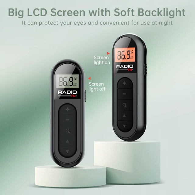 Alt view image 2 of 7 - MI03 Pocket FM Radio Portable with Clip Rechargeable -Black,Long Battery Life, Auto Scan, Lock Key, Backlight, Sleep Timer,Digital Mini Radio,for Walking, Racing FM Receiver