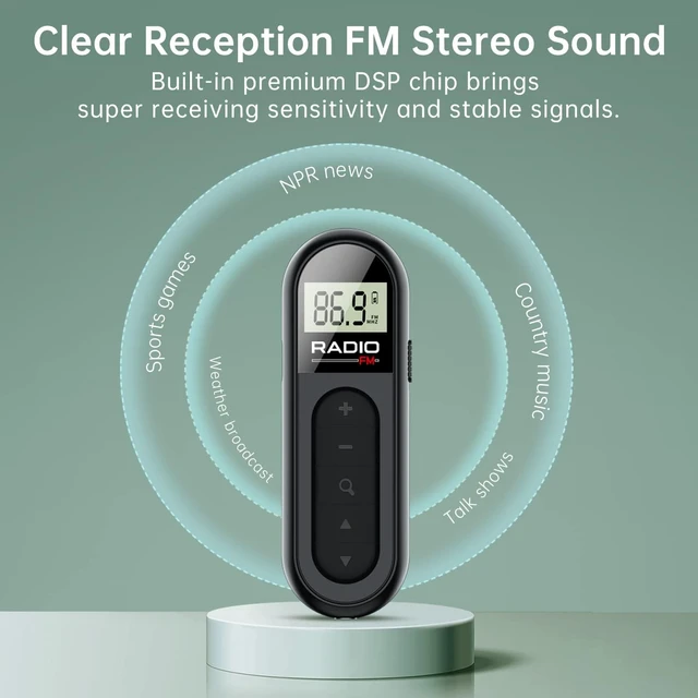 Alt view image 5 of 7 - MI03 Pocket FM Radio Portable with Clip Rechargeable -Black,Long Battery Life, Auto Scan, Lock Key, Backlight, Sleep Timer,Digital Mini Radio,for Walking, Racing FM Receiver