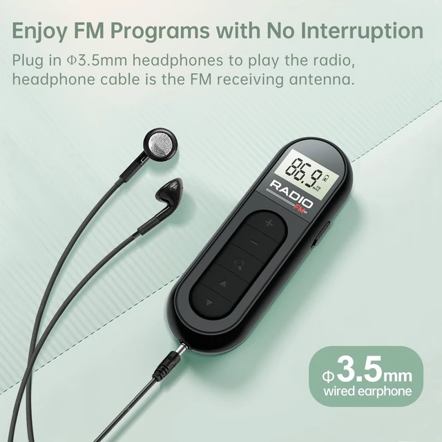 Alt view image 3 of 7 - MI03 Pocket FM Radio Portable with Clip Rechargeable -Black,Long Battery Life, Auto Scan, Lock Key, Backlight, Sleep Timer,Digital Mini Radio,for Walking, Racing FM Receiver