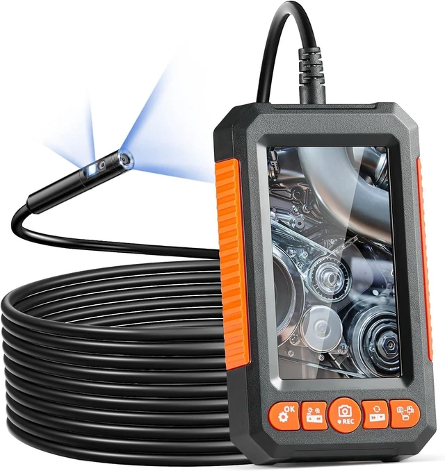 Main image of Endoscope Camera with Light, Dual Lens Industrial Borescope, 4.3" Screen 1080P Inspection Camera, 8 + 1 Lights, 4X Zoom, IP67 Waterproof Snake Camera for Auto, Plumbing (32.81ft)