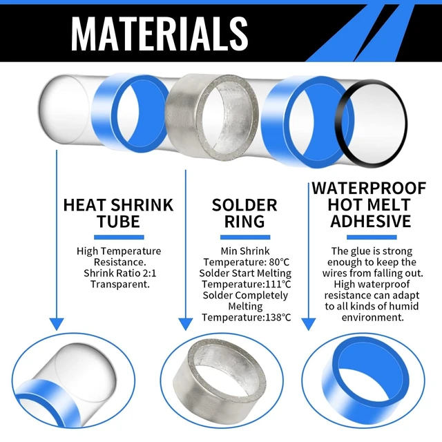 Alt view image 4 of 6 - 250PCS Solder Seal Wire Connectors, Heat Shrink Solder Butt Connectors Kit,Insulated Waterproof Electrical Wire Terminals for Automotive Marine