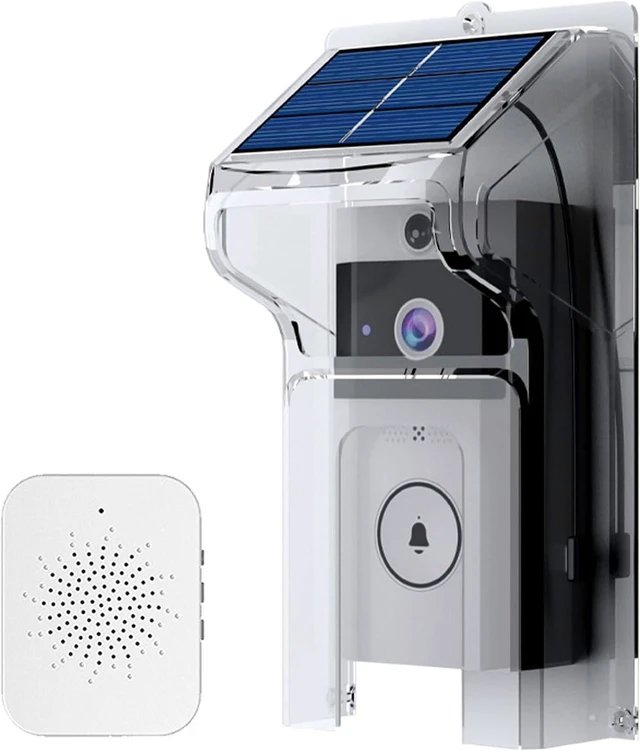 Main image of Wireless WiFi Video Doorbell Camera with Solar Rain Cover - Two-Way Audio, Night Vision, Cloud Storage, 2.4G WiFi Video Doorbell with Chime, Easy Installation for Home Security (HD 720P)