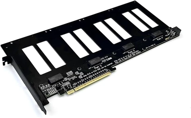 Alt view image 7 of 7 - JMT ADT-R37 PCIe5.0x16 to 4-Port U.2/EDSFF Hard Disk Split Card 4x128Gbps 1 to 4 Expansion Adapter Compatible with Gen3/Gen4/Gen5 (R37A 4.0, to 4* U.2)