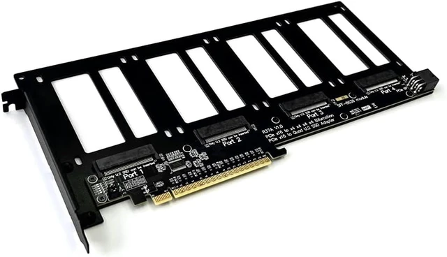 Alt view image 3 of 7 - JMT ADT-R37 PCIe5.0x16 to 4-Port U.2/EDSFF Hard Disk Split Card 4x128Gbps 1 to 4 Expansion Adapter Compatible with Gen3/Gen4/Gen5 (R37A 4.0, to 4* U.2)