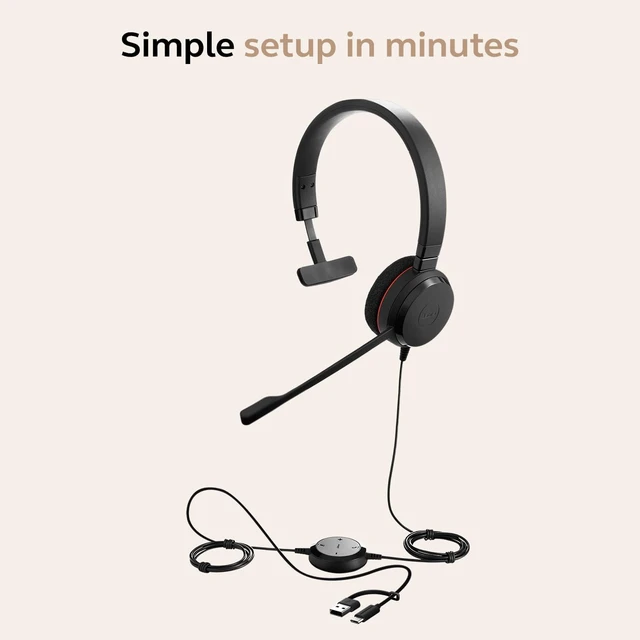 Alt view image 3 of 6 - Jabra Evolve 20 (2025 Edition) Single-Ear Headset for Office and Home - Call Control - All Platforms - USB-C/A Connectivity - Black