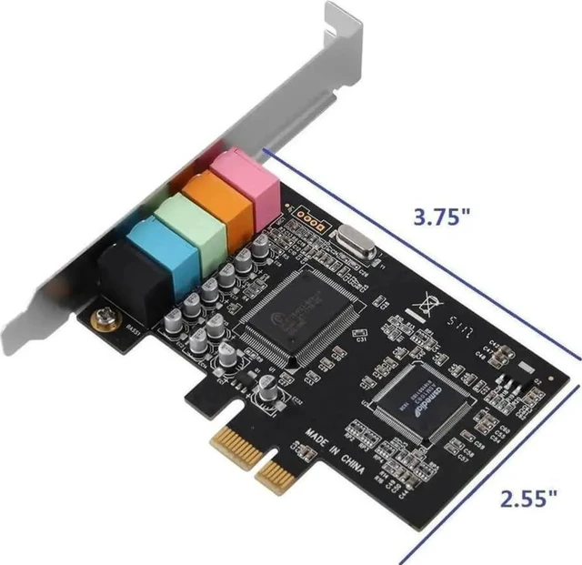 Alt view image 3 of 5 - PCIe Sound Card 5.1 for PC, Internal PCI Express Audio Card with Low Profile Bracket, CMI8738 Chip 3D Stereo Surround Sound, 32/64 Bit Compatible Windows 11 10 8 7 Desktop Computer