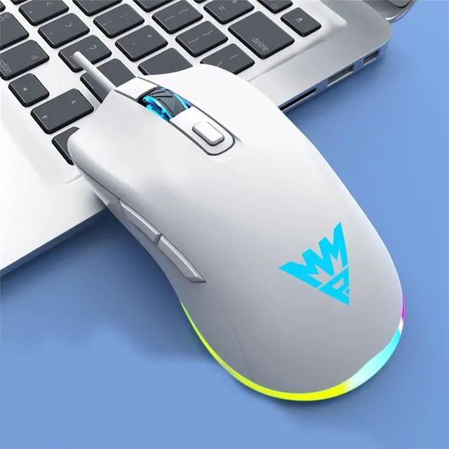 Main image of M100 Wired Mouse, Audible Gaming Office Mouse Backlit Mechanical Macro Programming Laptop, 6400 dpi, 6 button, M1 white (office white)