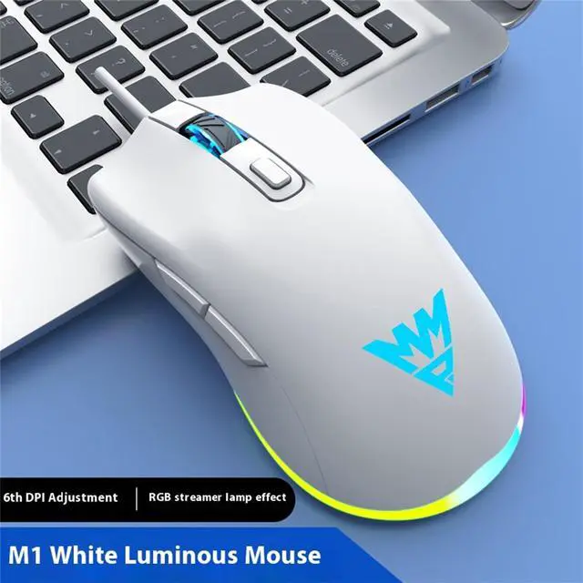 Alt view image 2 of 7 - M100 Wired Mouse, Audible Gaming Office Mouse Backlit Mechanical Macro Programming Laptop, 6400 dpi, 6 button, M1 white (office white)