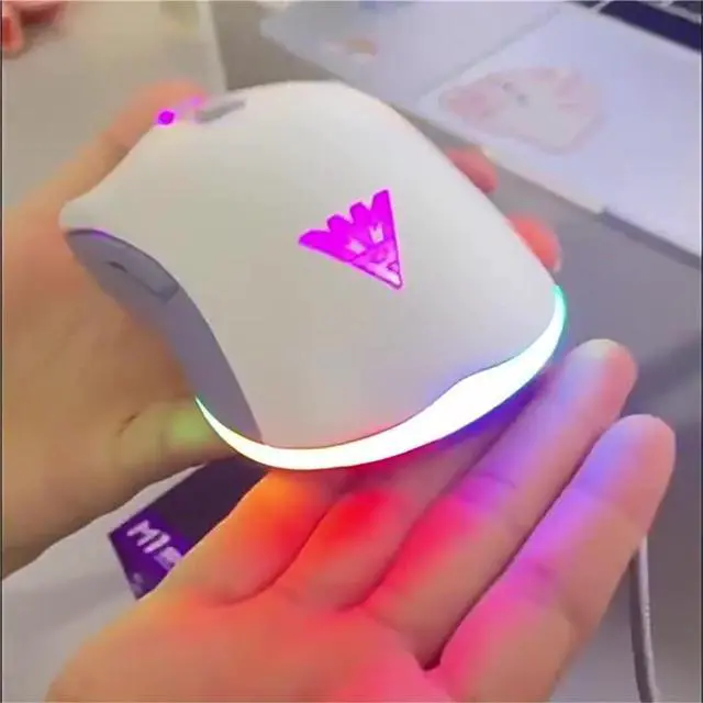 Alt view image 3 of 7 - M100 Wired Mouse, Audible Gaming Office Mouse Backlit Mechanical Macro Programming Laptop, 6400 dpi, 6 button, M1 white (office white)