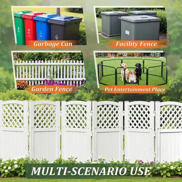 Alt view image 4 of 7 - Outdoor Privacy Fence, 4 Fence Panels Privacy Screen Panels for Outside and Yard, Resin Air Conditioner Lattice Fence for Trash Can (Off-White)