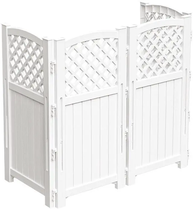 Main image of Outdoor Privacy Fence, 4 Fence Panels Privacy Screen Panels for Outside and Yard, Resin Air Conditioner Lattice Fence for Trash Can (Off-White)