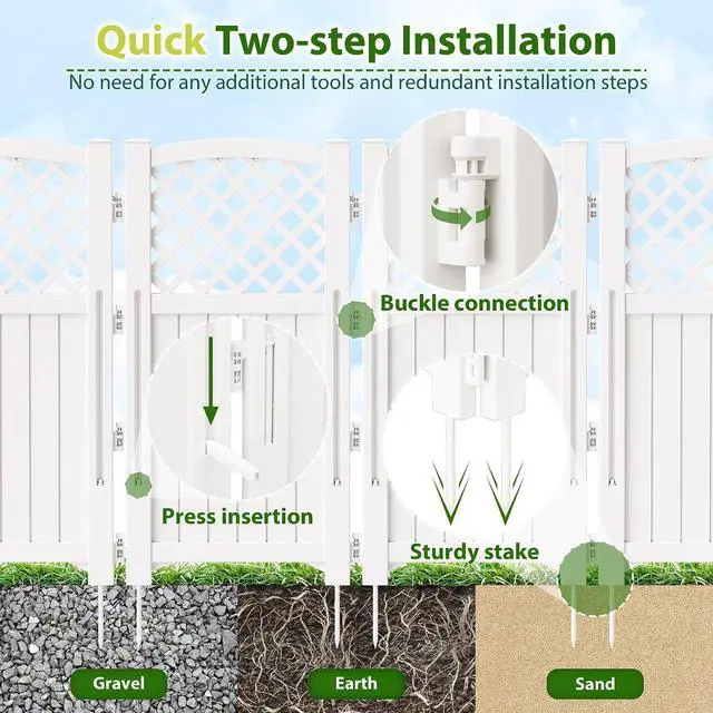 Alt view image 5 of 7 - Outdoor Privacy Fence, 4 Fence Panels Privacy Screen Panels for Outside and Yard, Resin Air Conditioner Lattice Fence for Trash Can (Off-White)