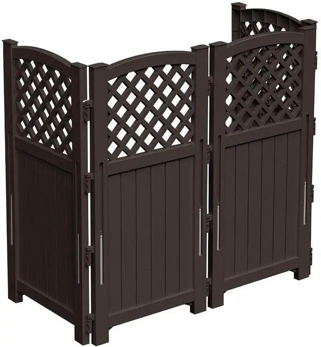 Main image of Outdoor Privacy Fence, 4 Fence Panels Privacy Screen Panels for Outside and Yard, Resin Air Conditioner Lattice Fence for Trash Can (Brown)