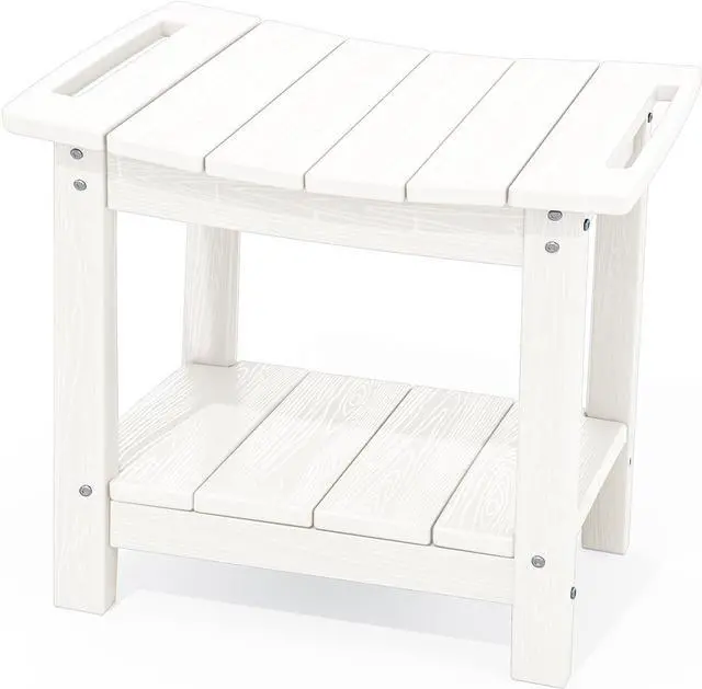 Main image of Shower Bench, 18" Shower Stool for Inside Shower, HDPE Waterproof Shower Seats for Adults with Storage Shelf & Handles, 360 lbs Capacity- White