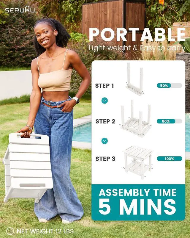 Alt view image 4 of 7 - Shower Bench, 18" Shower Stool for Inside Shower, HDPE Waterproof Shower Seats for Adults with Storage Shelf & Handles, 360 lbs Capacity- White