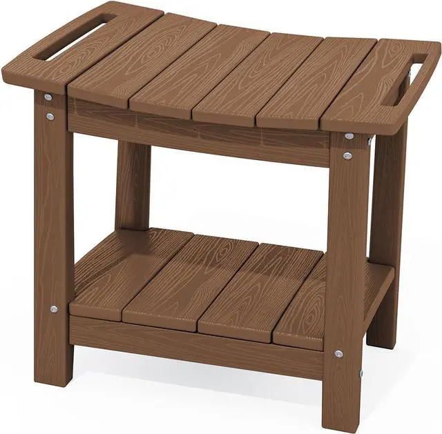 Main image of Shower Bench, 18" Shower Stool for Inside Shower, HDPE Waterproof Shower Seats for Adults with Storage Shelf & Handles, 360 lbs Capacity- Brown